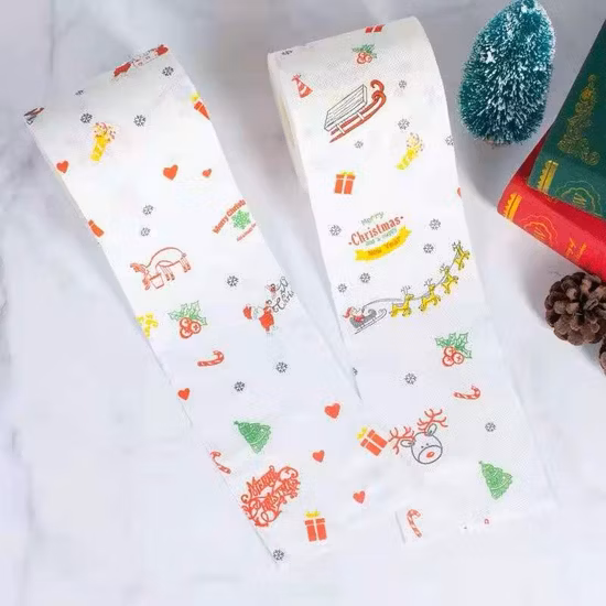 Fengle Papel higiénico de Navidad, estampados divertidos Patrón de Feliz Navidad Rollo de papel higiénico 3 capas Restaurante del hotel en casa con pulpa virgen saludable de tamaño personalizado en relieve suave
